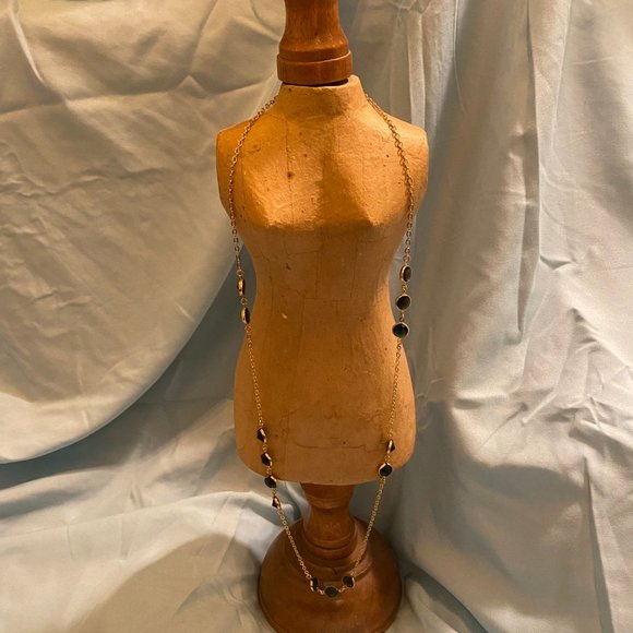 J Crew Gold Blue Crystal Necklace - Picture 13 of 13